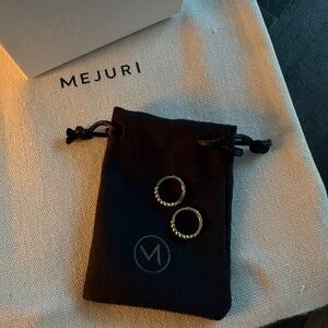 Mejuri 14K Yellow Gold Beaded Huggie Hoops